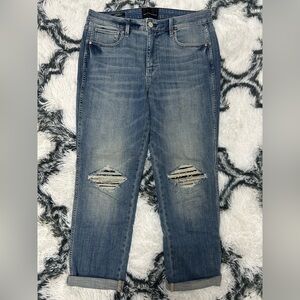 White House Black Market High-Rise Straight Leg Distressed Jeans